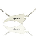 Personalised North Carolina Map Name Necklace Personalised North Carolina state map name necklace with heart detail