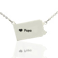 Personalised Pennsylvania State Name Necklace Personalised Pennsylvania state map necklace with heart name detail