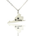 Virginia state map heart name necklace in silver