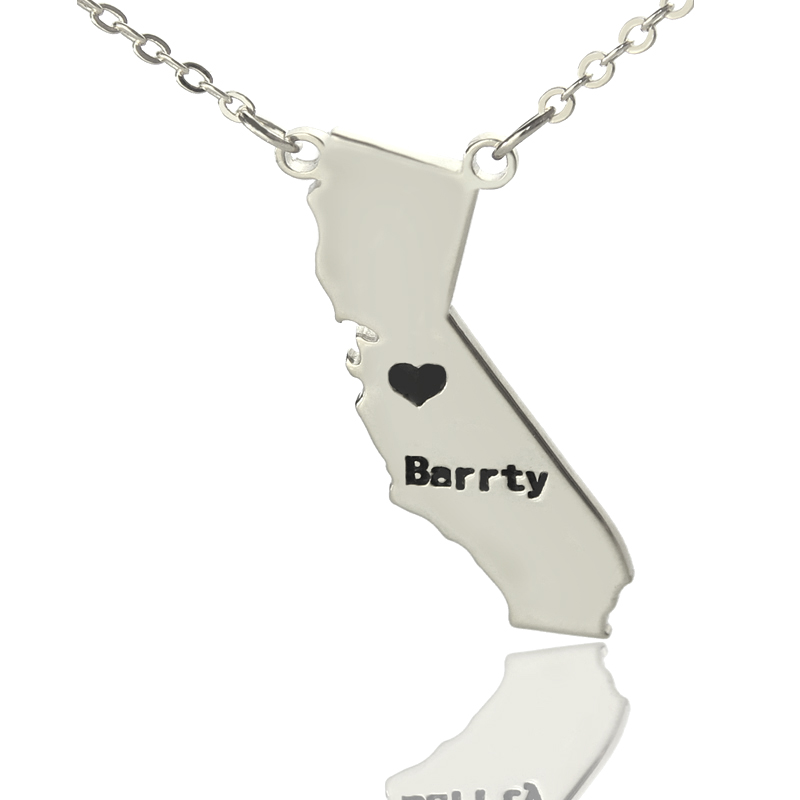California state-shaped heart name necklace product image