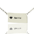 Custom Kansas State Heart Name Necklace Custom Kansas state-shaped heart name necklace in silver