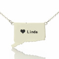 Connecticut State Heart Name Necklace Connecticut state-shaped heart name necklace in 925 silver