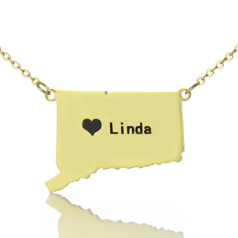 Connecticut State Heart Name Necklace Product image for a Connecticut state-shaped heart name necklace