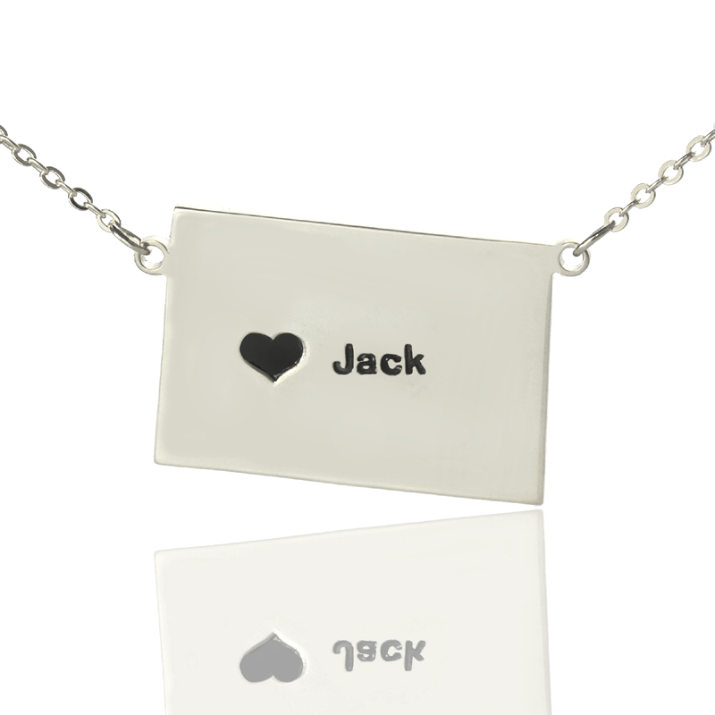 Colorado State Shaped Heart Name Necklace Colorado state shaped heart name necklace in silver