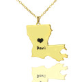 Custom Louisiana State Heart Name Necklace Custom Louisiana state-shaped heart name necklace in gold colour