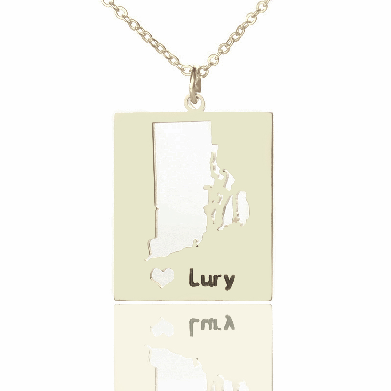 Personalised Rhode State Dog Tag Necklace with Heart Name Personalised Rhode state dog tag necklace product image