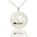 Custom Maryland State Heart Name Necklace Custom Maryland state heart name necklace in silver