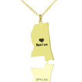 Mississippi State Heart Name Necklace Gold-plated Mississippi state-shaped heart name necklace