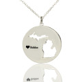 Custom Michigan Heart Name Necklace Custom Michigan heart name necklace in silver