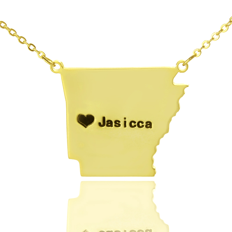 Custom AR state map necklace with heart location marker