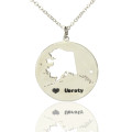 Custom Alaska Heart Name Necklace Custom Alaska state necklace with heart and name detail