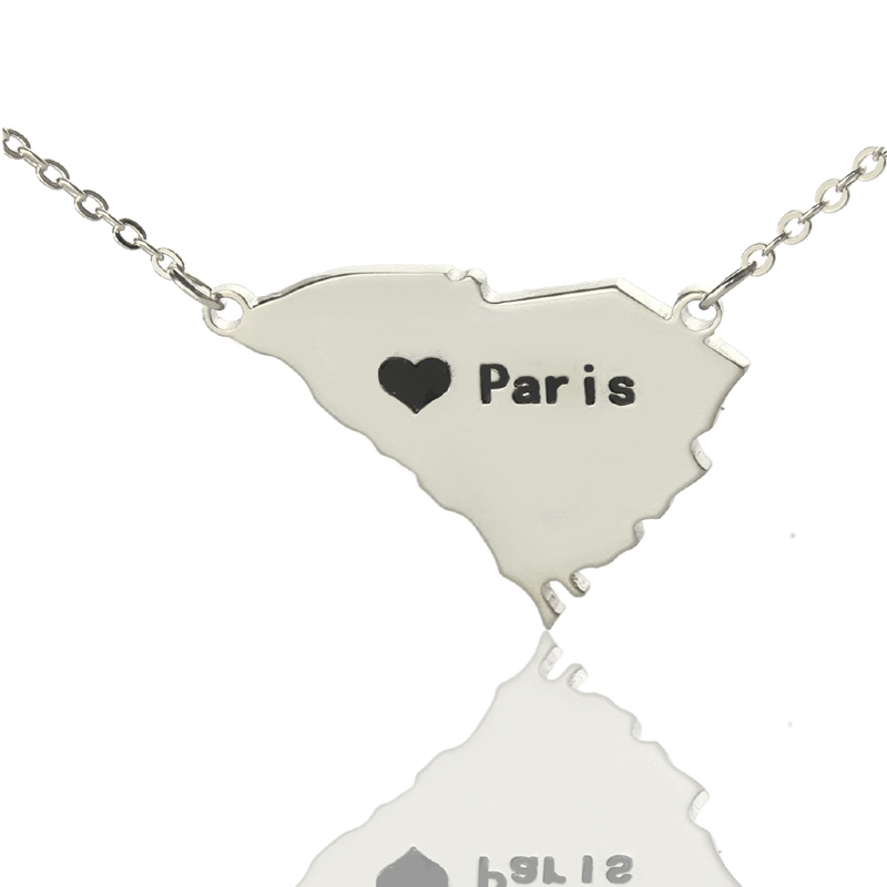 South Carolina State Heart Name Necklace South Carolina state-shaped heart name necklace