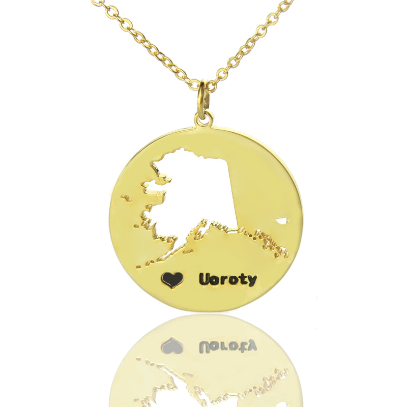 Custom Alaska state heart name necklace product image