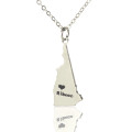 Custom New Hampshire State Heart Name Necklace Custom New Hampshire state-shaped heart name necklace in silver