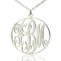 Personalised White Gold Circle Initial Monogram Necklace Personalised circle initial monogram necklace