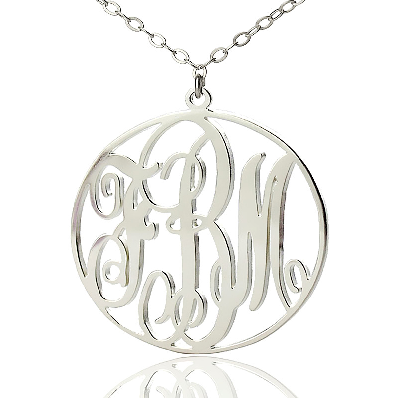 Personalised sterling silver circle monogram necklace