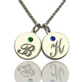 Personalised Disc Necklace with Initial Birthstone Personalised disc necklace with initials and an optional birthstone