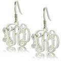 Personalised sterling silver monogram earrings with scripted initials