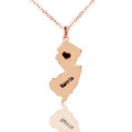 Custom New Jersey Heart Name Necklace Custom New Jersey state-shaped heart name necklace