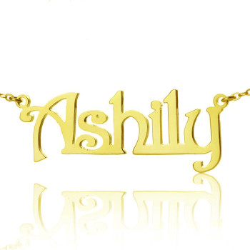 Solid Gold Plated Harrington Font Name Necklace-18ct Gold Plated Solid Gold Plated Harrington Font Name Necklace-18ct Gold Plated