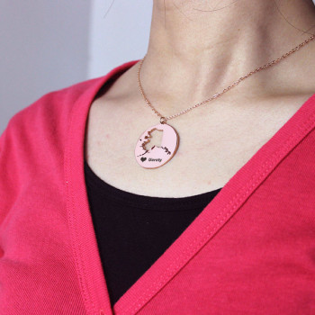 Custom Alaska Disc State Necklaces With Heart Name Rose Gold