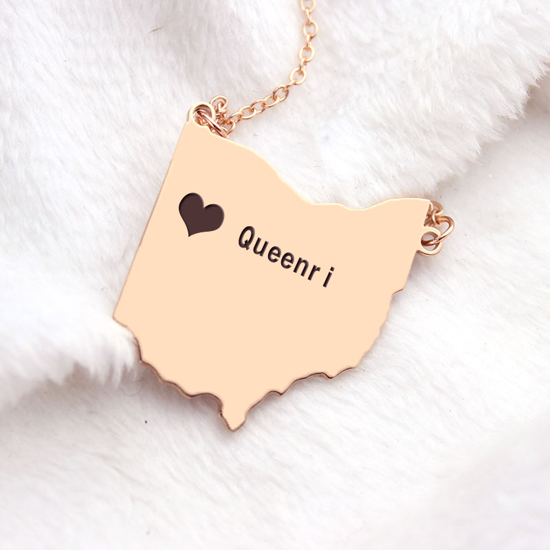 Personalised Ohio Map Necklace Ohio state map necklace with personalised name detail