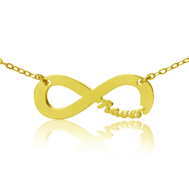 18ct solid gold infinity name necklace with personalised initials