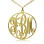 Solid Gold Vine Font Circle Initial Monogram Necklace-18ct