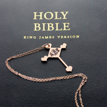 Custom 18ct Rose Gold Plated Cross Monogram Necklace Custom 18ct Rose Gold Plated Cross Monogram Necklace