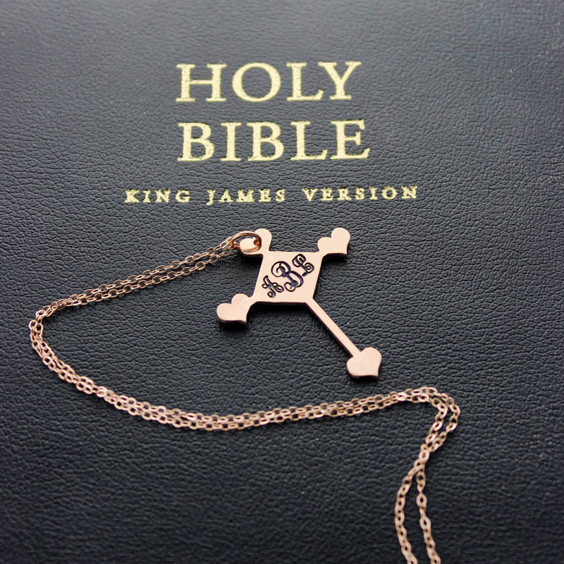 Custom cross monogram necklace product image
