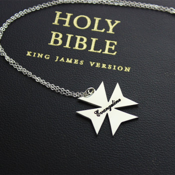 Silver Maltese Cross Name Necklace Silver Maltese Cross Name Necklace