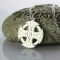 Engraved Celtic cross name necklace in sterling silver