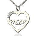 Mother's Birthstone Heart Necklace Mother's birthstone heart necklace in sterling silver