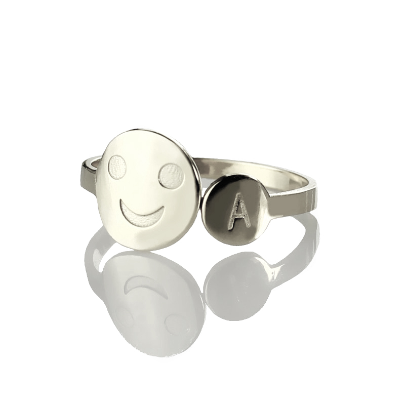 Personalised Sterling Silver Smile Ring with Initial Personalised sterling silver smile ring with an initial