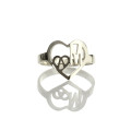 Heart in Heart Double Initials Ring