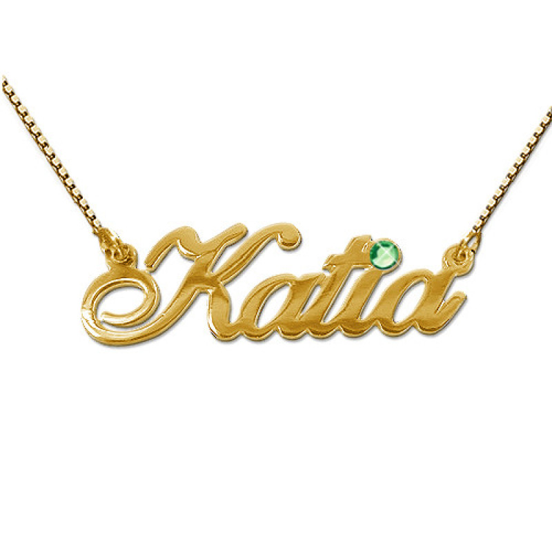 18ct Gold Swarovski Crystal Name Pendant 18ct gold Swarovski crystal personalised name pendant