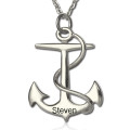 Engraved sterling silver anchor name necklace