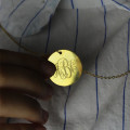 Disc Script Monogram Necklace 18ct Gold Plated Personalised disc script monogram necklace with round engraved pendant
