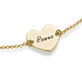 Engraved Couples Heart Bracelet – Product View 18ct gold plated engraved couples heart bracelet product view