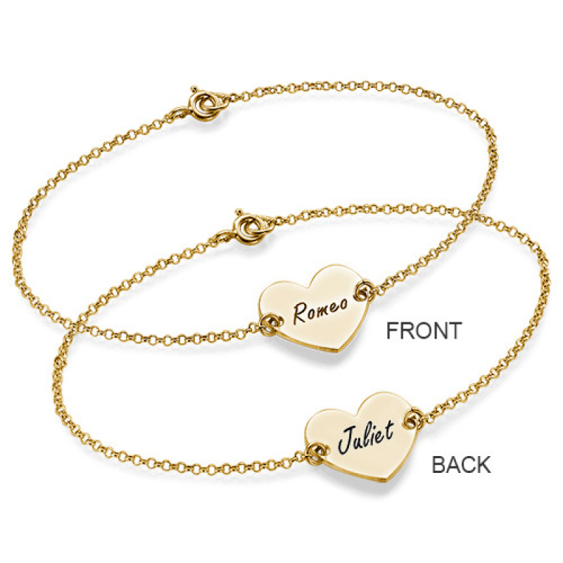 Engraved Heart Bracelet – Product View Personalised engraved heart bracelet product view
