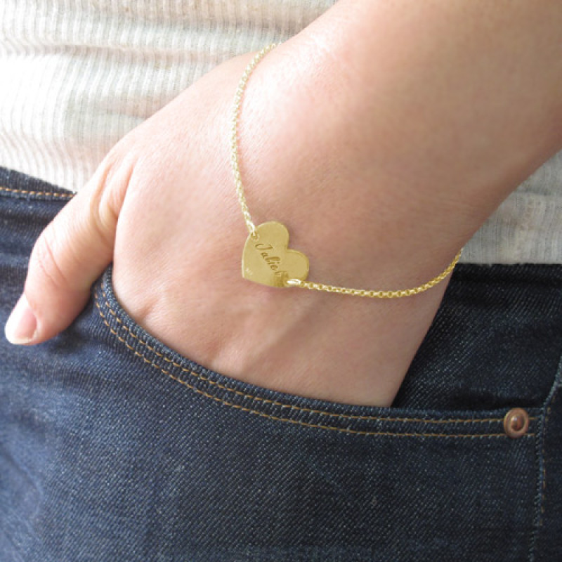 Couples Heart Bracelet – Product View 18ct gold plated couples heart bracelet product view
