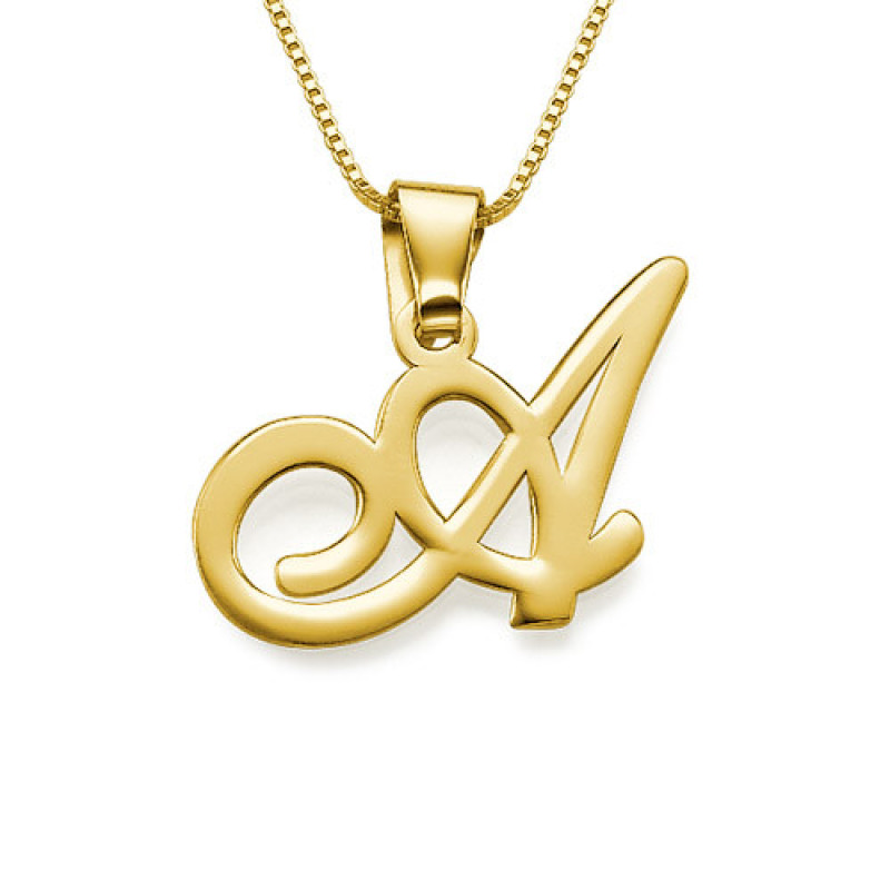 18ct gold-plated sterling silver pendant with a capital initial letter