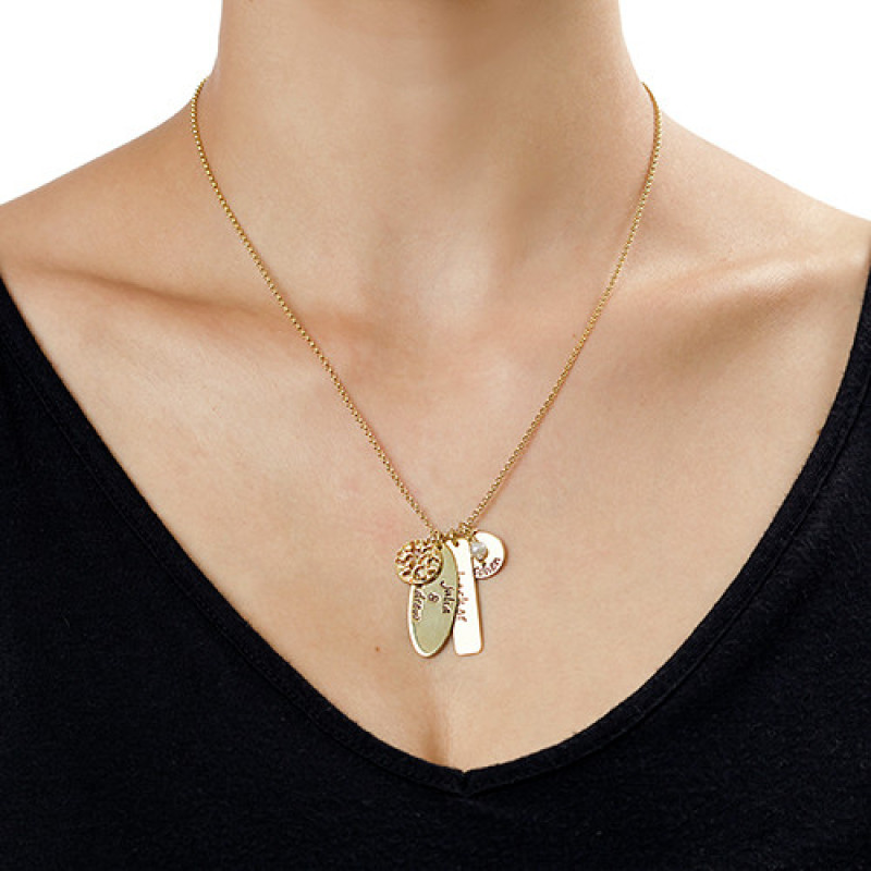 Personalised Family Tree Necklace Personalised family tree necklace with engraved shapes and freshwater pearl