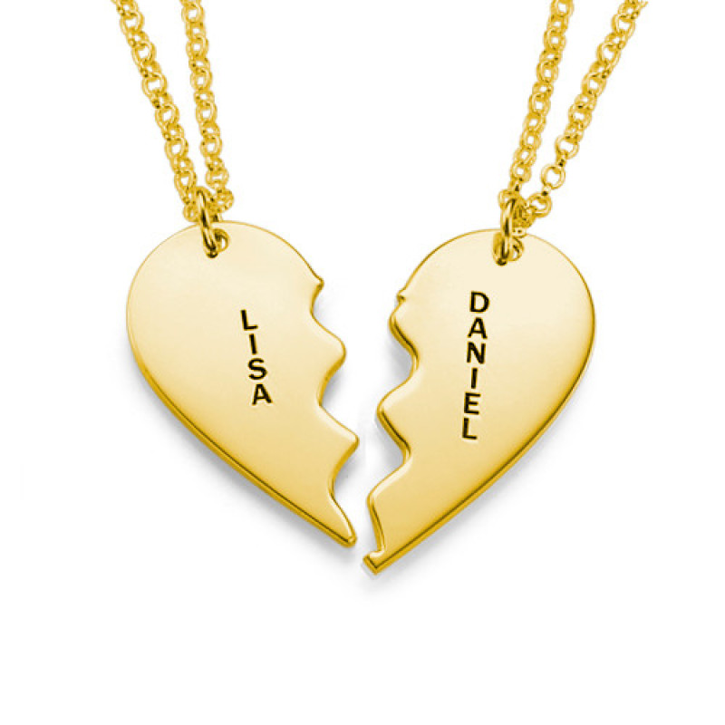 Gold-plated sterling silver breakable heart necklace