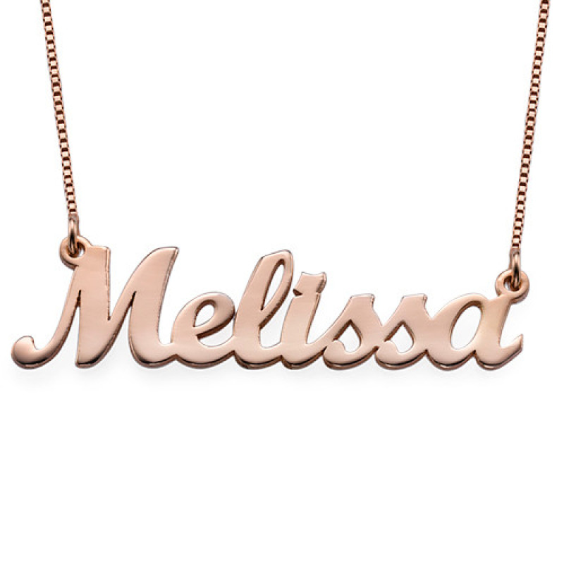Personalised 18ct rose gold plated script name necklace