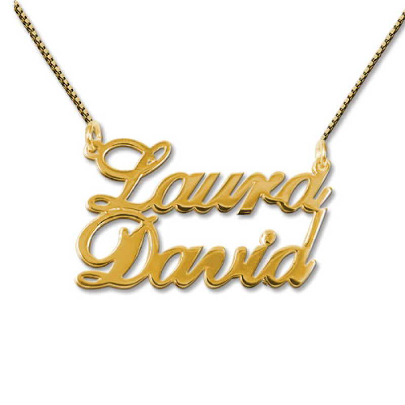 18ct Gold-Plated Silver Two Names Pendant Necklace 18ct gold-plated silver pendant necklace personalised with two names
