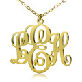 Personalised Vine Font Initial Monogram Necklace Personalised vine font three-initial monogram necklace