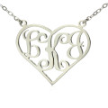 White Gold Personalised Heart Initial Monogram Necklace Solid white gold personalised heart initial monogram necklace