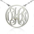 18ct White Gold Circle Monogram Necklace 18ct white gold circle monogram initial necklace