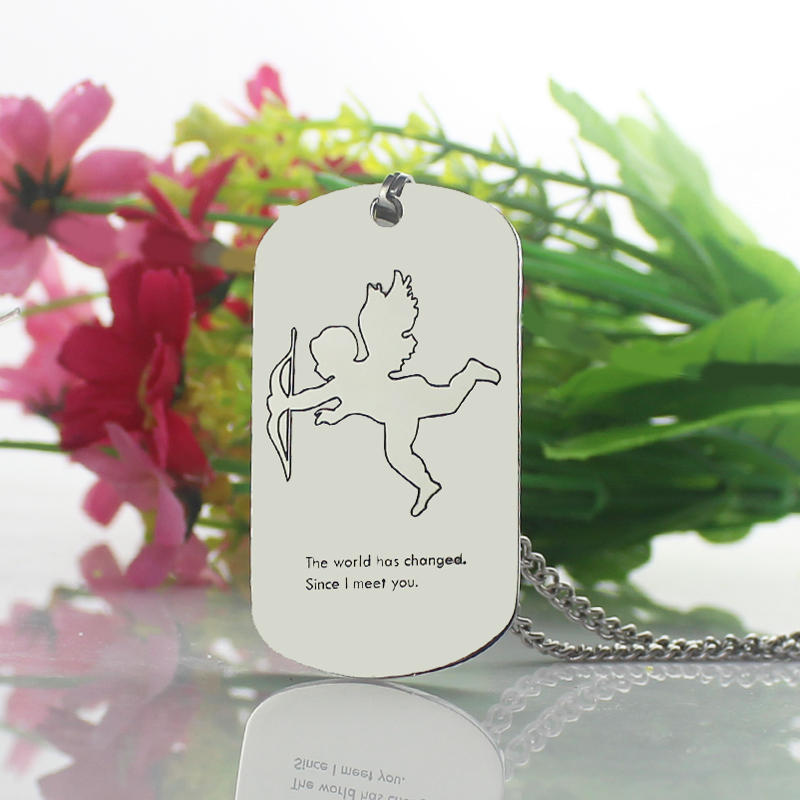 Cupid Men's Dog Tag Name Necklace Personalised men's dog tag name necklace